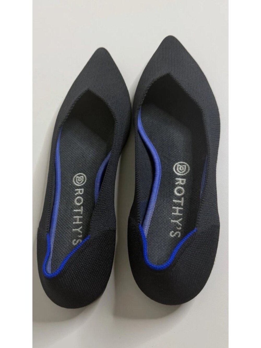 Rothys 11.5 Black Point Toe Knit Authentic w/Insoles EUC